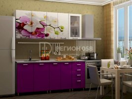 Кухня со стеклостворкой и фотопечатью Орхидея (Регион 058)