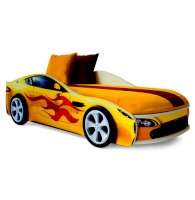 Детская кровать-машина Бондмобиль желтый с подъемным механизмом (Бельмарко)