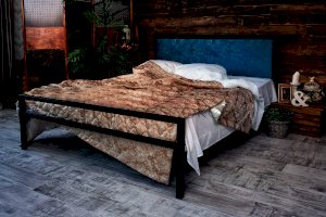 Кровать Лофт Лоренцо чёрная с голубой вставкой (Francesco Rossi)