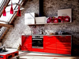 Модульная кухня Техно-3 Красный металлик МДФ (Миф)