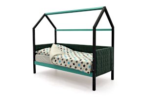 Детская кровать-домик мягкий Svogen цвет графит-мятный (Бельмарко)