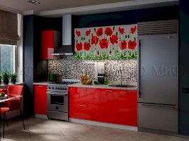 Кухня с фотопечатью Маки красные (Миф)