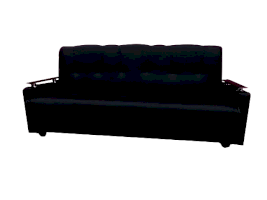 Черный кожаный диван-книжка с МДФ накладками